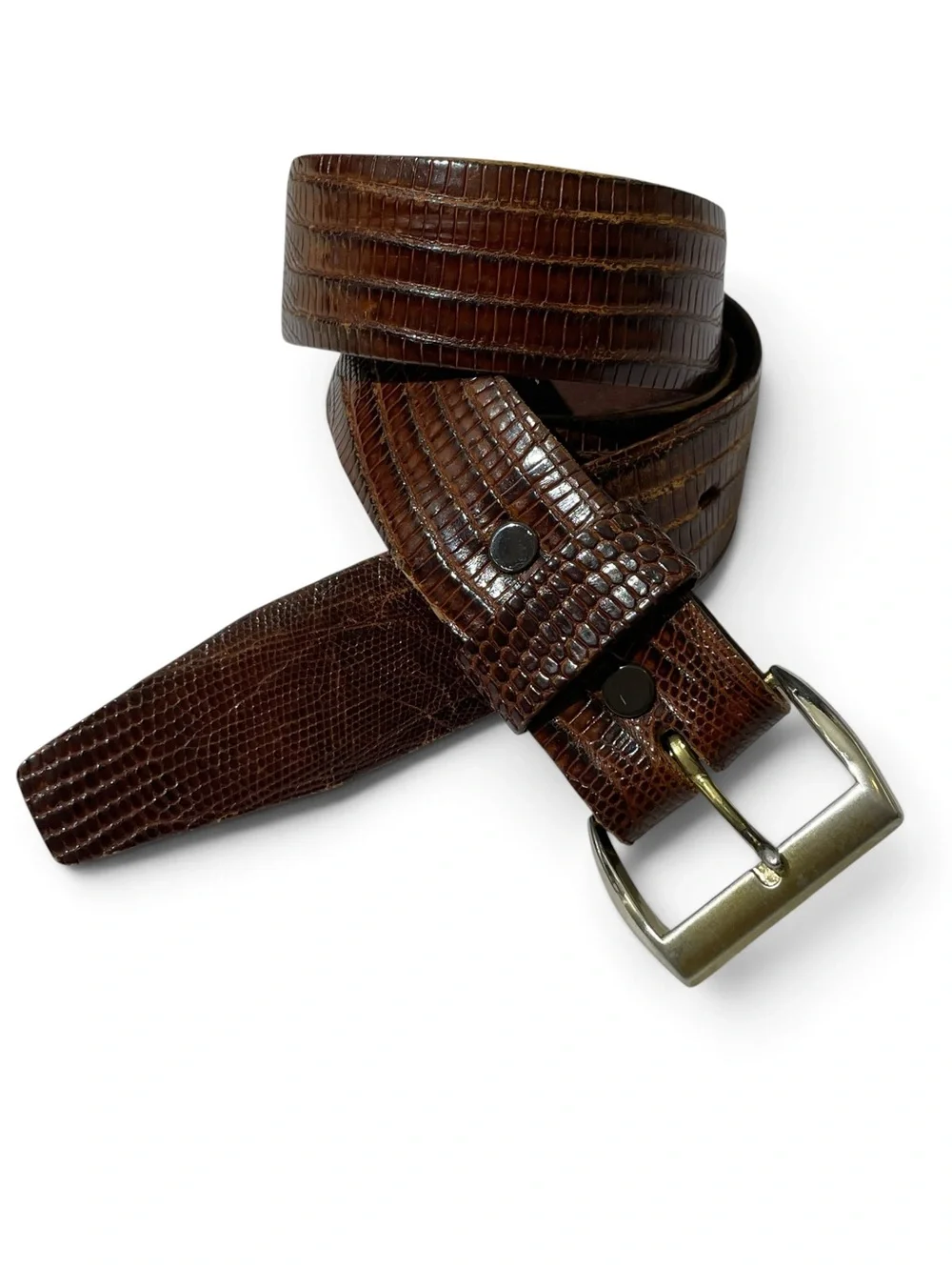 VINTAGE GENUINE LIZARD Brown Men's Sz 34 Western Belt Leather Southwestern